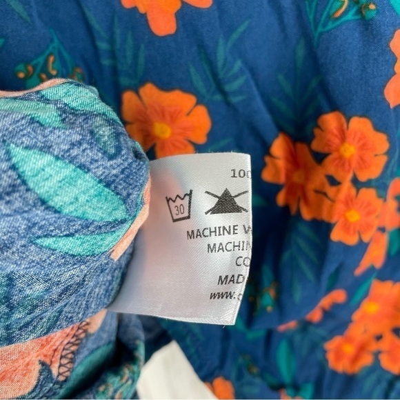 ModCloth XS teal orange floral blouse - Picture 4 of 7